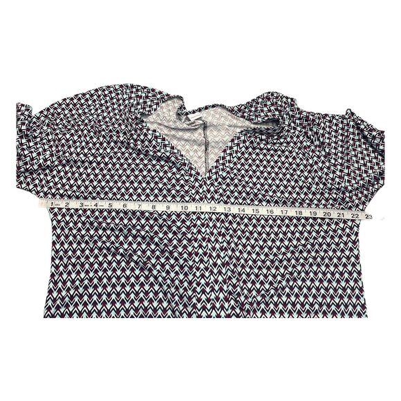 Lascana Blouse Top Women's 8/10 Multicolor Chevron Viscose V-Neck Flare Sleeve - Picture 4 of 8